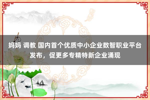 妈妈 调教 国内首个优质中小企业数智职业平台发布，促更多专精特新企业涌现