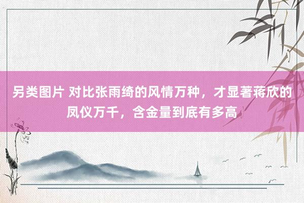 另类图片 对比张雨绮的风情万种，才显著蒋欣的凤仪万千，含金量到底有多高