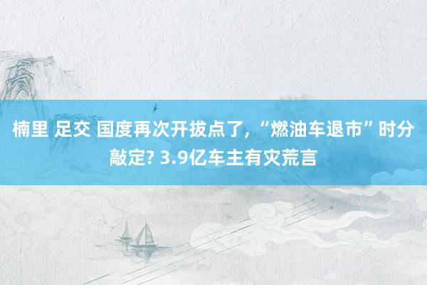 楠里 足交 国度再次开拔点了， “燃油车退市”时分敲定? 3.9亿车主有灾荒言