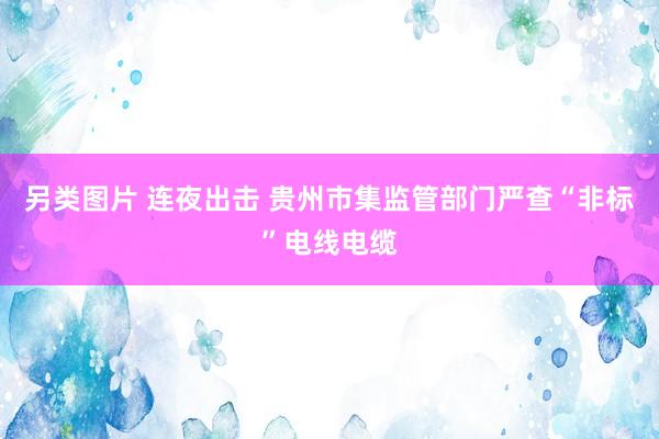 另类图片 连夜出击 贵州市集监管部门严查“非标”电线电缆