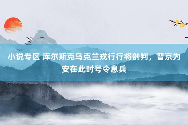 小说专区 库尔斯克乌克兰戎行行将剖判，普京为安在此时号令息兵