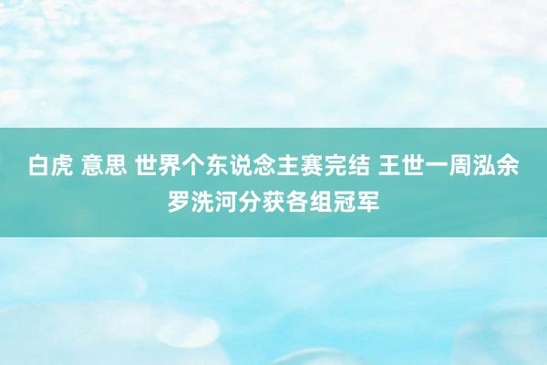 白虎 意思 世界个东说念主赛完结 王世一周泓余罗洗河分获各组冠军