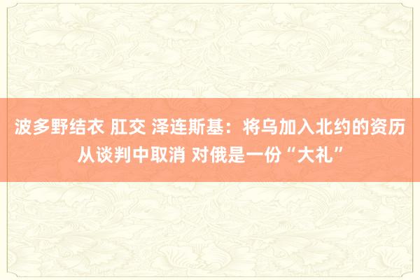 波多野结衣 肛交 泽连斯基：将乌加入北约的资历从谈判中取消 对俄是一份“大礼”