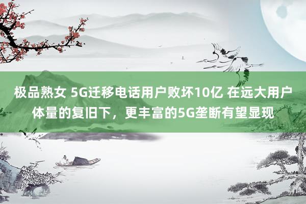 极品熟女 5G迁移电话用户败坏10亿 在远大用户体量的复旧下，更丰富的5G垄断有望显现