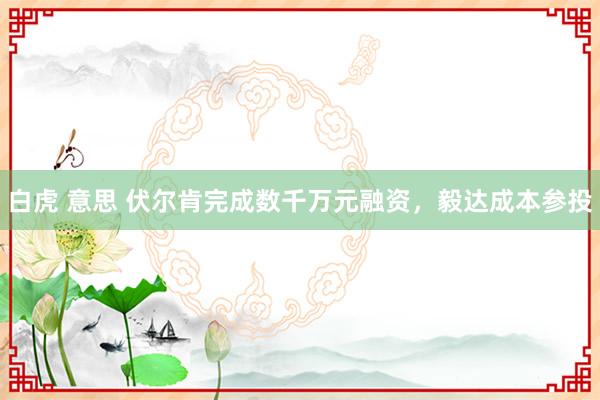 白虎 意思 伏尔肯完成数千万元融资，毅达成本参投