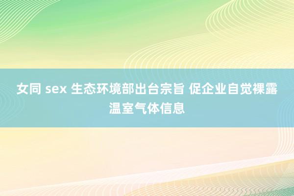 女同 sex 生态环境部出台宗旨 促企业自觉裸露温室气体信息