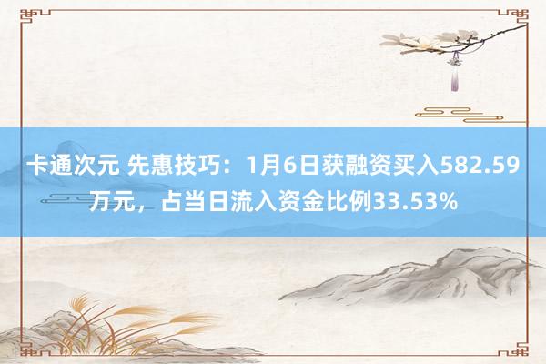 卡通次元 先惠技巧：1月6日获融资买入582.59万元，占当日流入资金比例33.53%