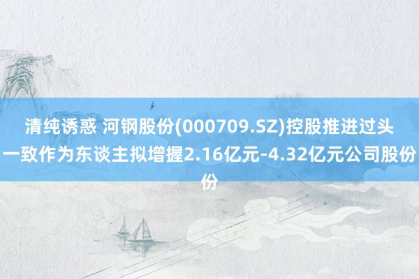 清纯诱惑 河钢股份(000709.SZ)控股推进过头一致作为东谈主拟增握2.16亿元-4.32亿元公司股份