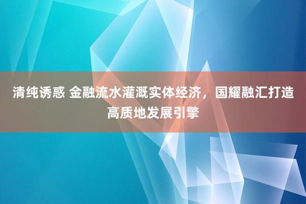 清纯诱惑 金融流水灌溉实体经济，国耀融汇打造高质地发展引擎