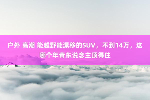 户外 高潮 能越野能漂移的SUV，不到14万，这哪个年青东说念主顶得住