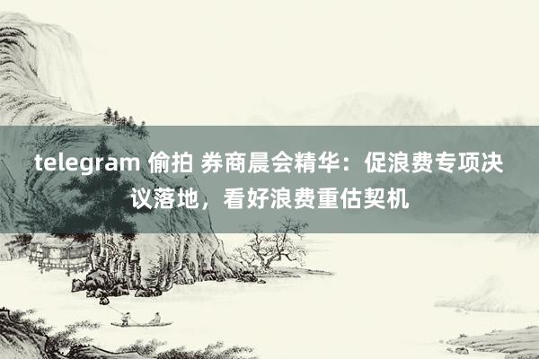 telegram 偷拍 券商晨会精华：促浪费专项决议落地，看好浪费重估契机