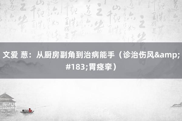 文爱 葱：从厨房副角到治病能手（诊治伤风&#183;胃痉挛）