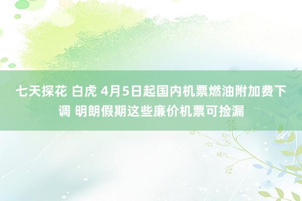 七天探花 白虎 4月5日起国内机票燃油附加费下调 明朗假期这些廉价机票可捡漏