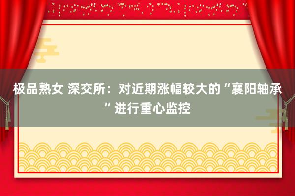 极品熟女 深交所：对近期涨幅较大的“襄阳轴承”进行重心监控