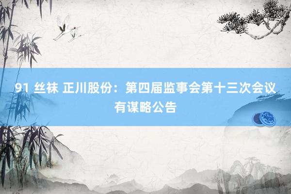 91 丝袜 正川股份：第四届监事会第十三次会议有谋略公告