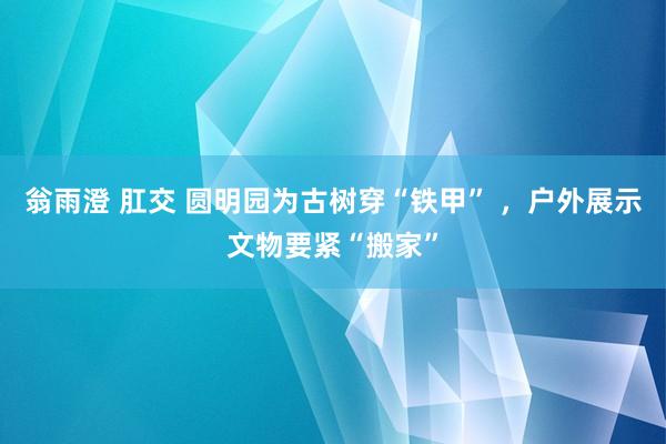 翁雨澄 肛交 圆明园为古树穿“铁甲” ，户外展示文物要紧“搬家”