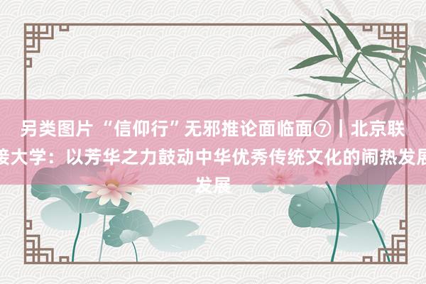 另类图片 “信仰行”无邪推论面临面⑦｜北京联接大学：以芳华之力鼓动中华优秀传统文化的闹热发展