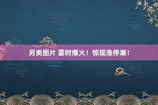 另类图片 霎时爆火！惊现涨停潮！