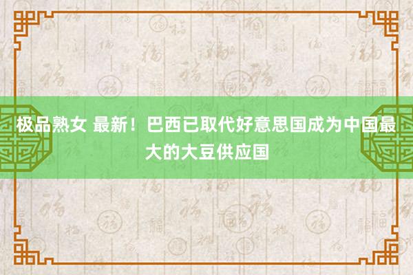极品熟女 最新！巴西已取代好意思国成为中国最大的大豆供应国