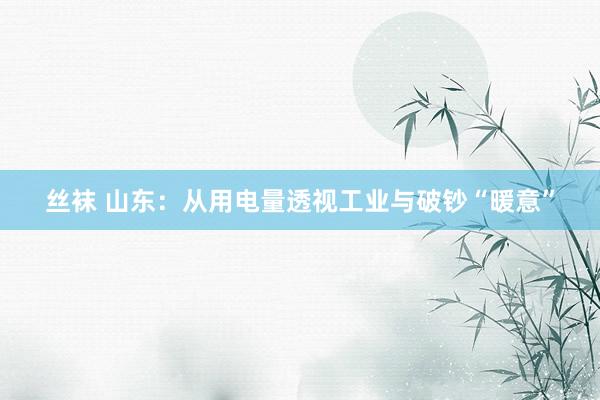 丝袜 山东：从用电量透视工业与破钞“暖意”