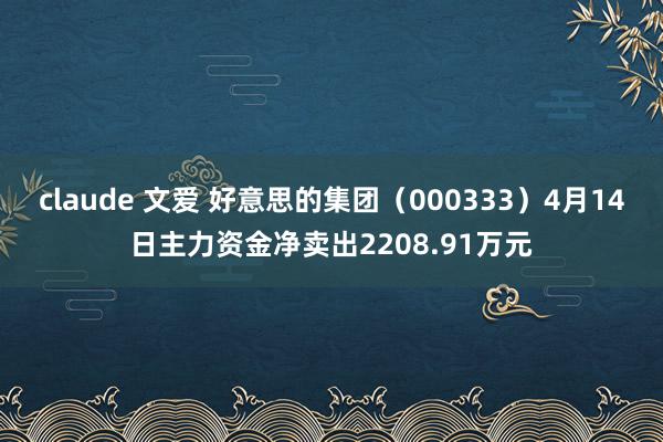 claude 文爱 好意思的集团（000333）4月14日主力资金净卖出2208.91万元