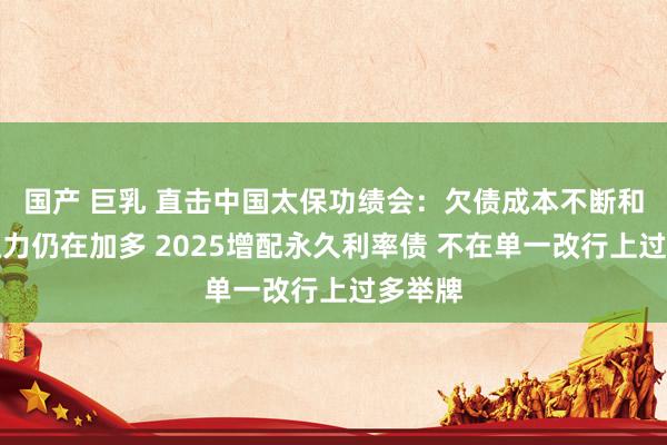国产 巨乳 直击中国太保功绩会：欠债成本不断和投资压力仍在加多 2025增配永久利率债 不在单一改行上过多举牌
