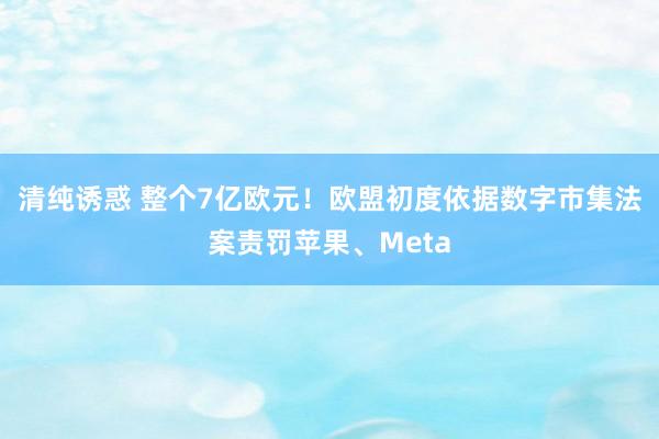 清纯诱惑 整个7亿欧元！欧盟初度依据数字市集法案责罚苹果、Meta